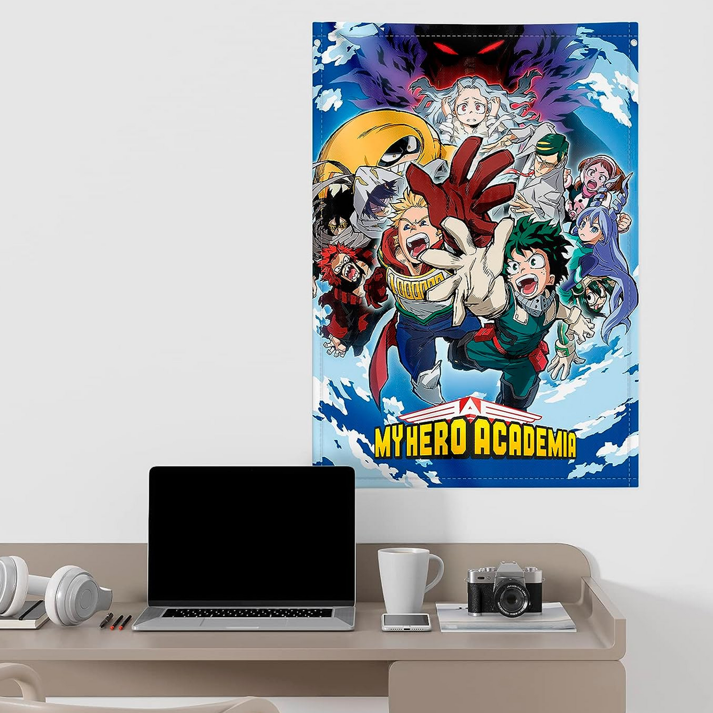 My Hero Academia Anime Flag 70 x 100cm Wall Scroll Above a Desk | Happy Piranha