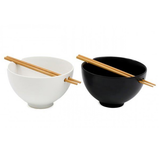 Black & White Print Ceramic Chopstick Bowl  | Happy Piranha