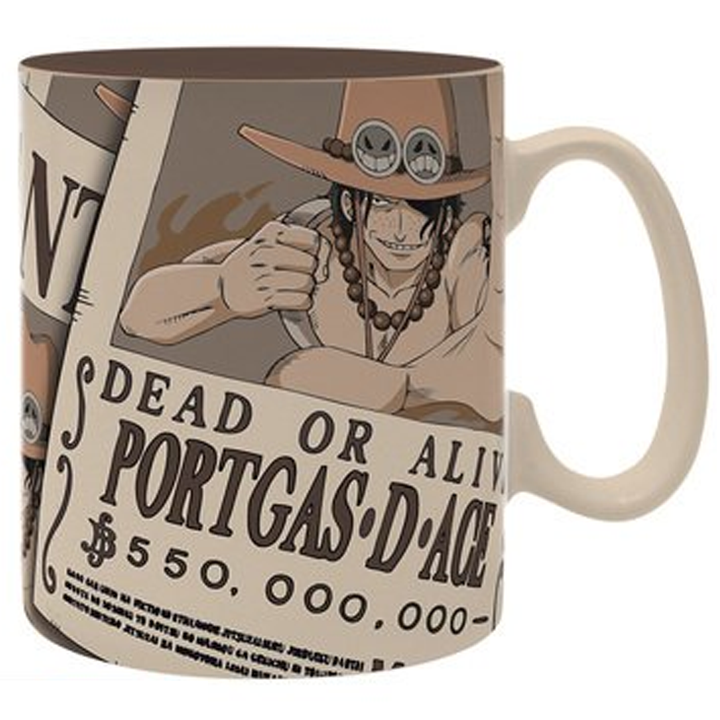 One Piece - Portgas D. Ace Wanted Poster King Size Mug (Back) | Happy Piranha