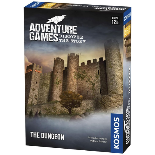 Adventure Games: The Dungeon Board Game (Front of Box) on a White Background | Happy Piranha