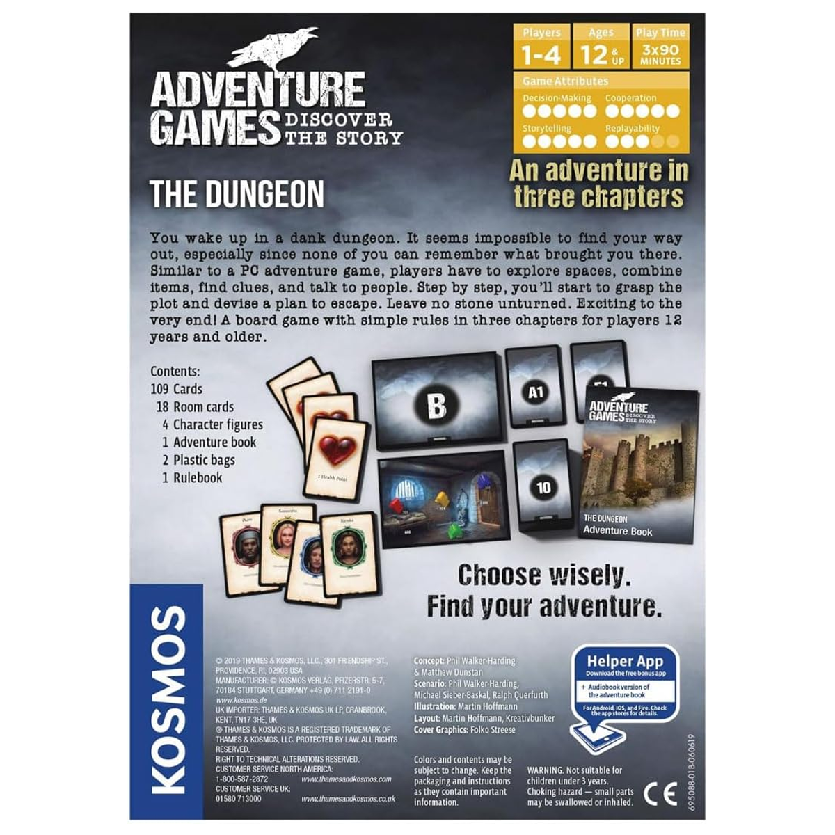 Adventure Games: The Dungeon Board Game (Back of Box) on a White Background | Happy Piranha