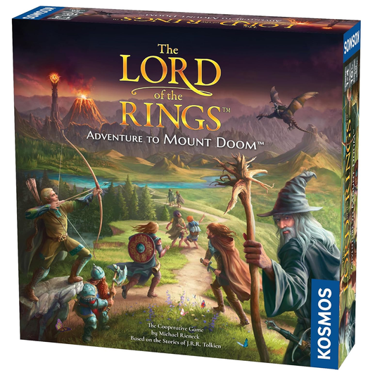 The Lord of the Rings Adventure to Mount Doom Board Game (Front of Box) on a White Background | Happy Piranha