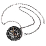 Astro-Lunial Compass - Pewter Pendant Necklace and Chain | Happy Piranha