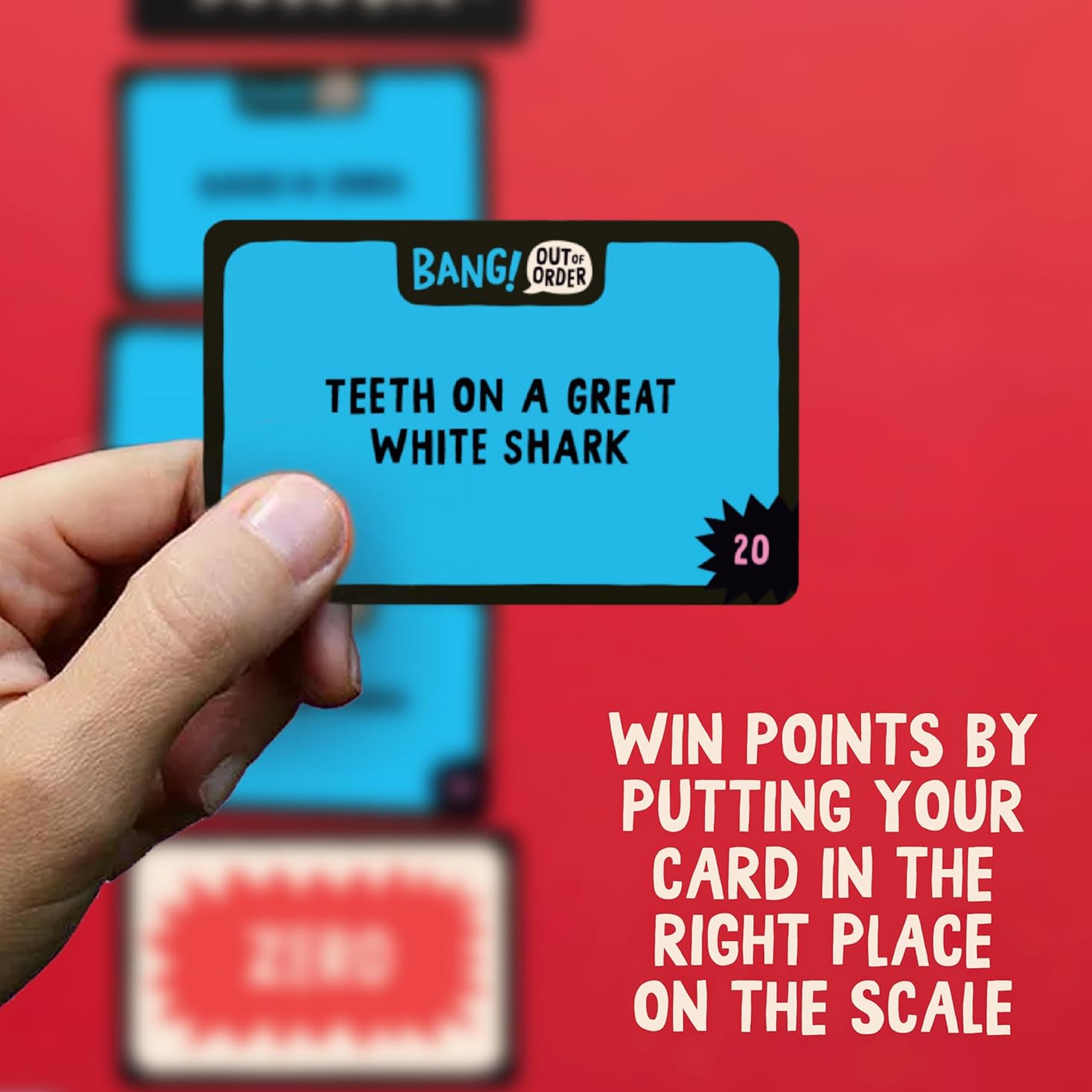 Bang Out of Order How to Play Infographic on a Red Background | Happy Piranha