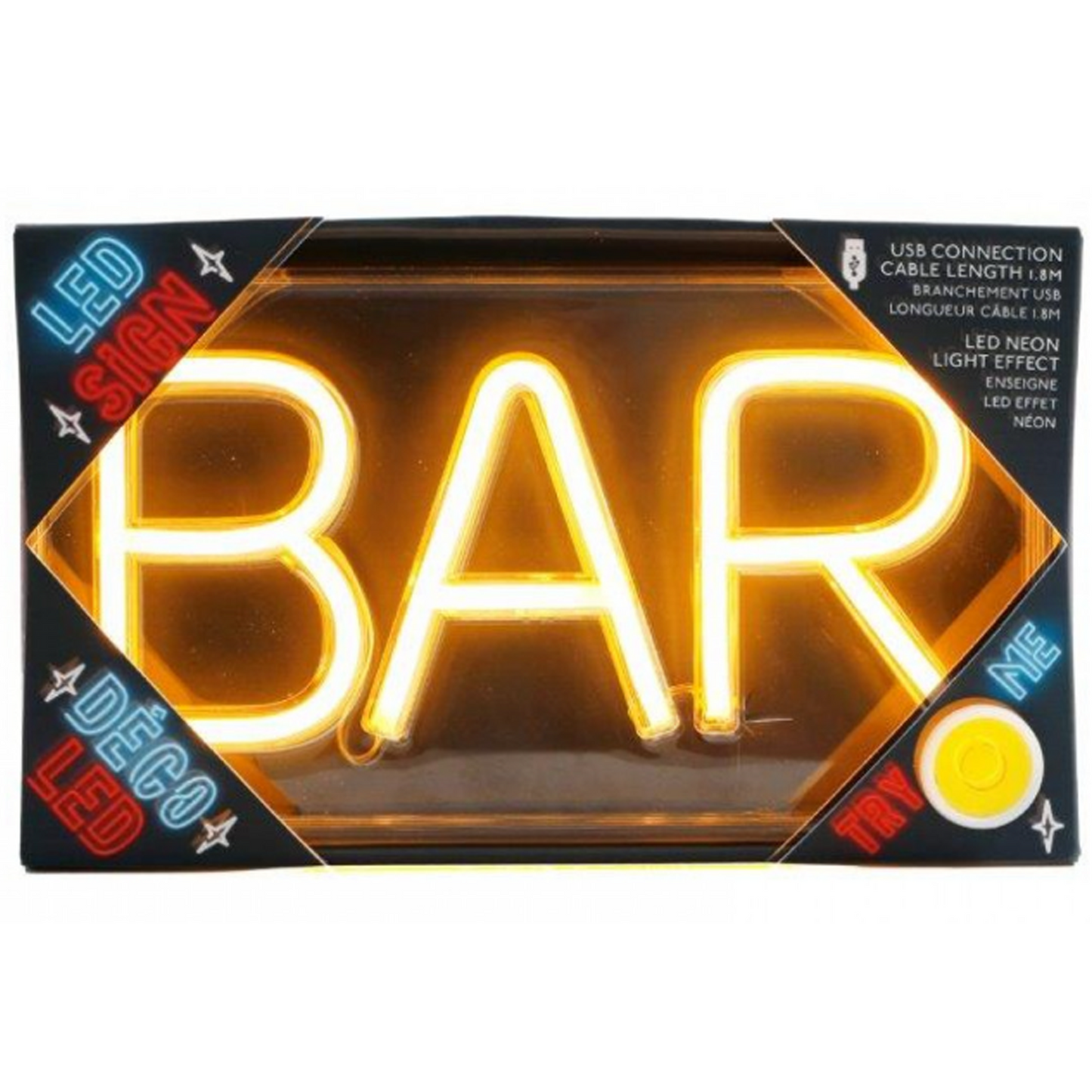 Bar - 23cm Light Up Neon Effect LED Sign | Happy Piranha