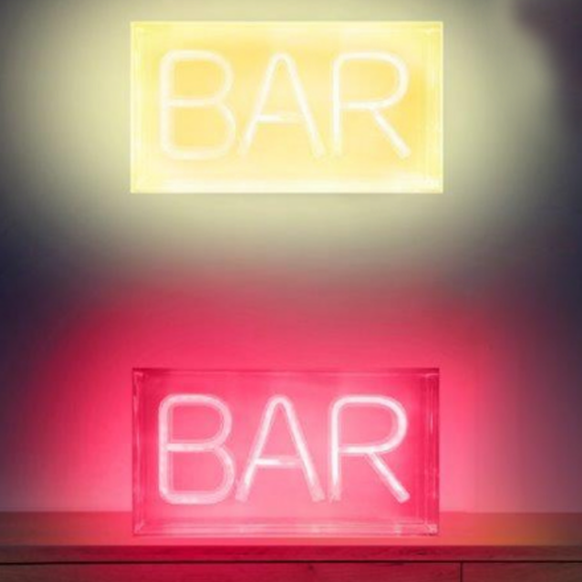 Bar - 23cm Light Up Neon Effect LED Sign (Red and Yellow Versions) | Happy Piranha