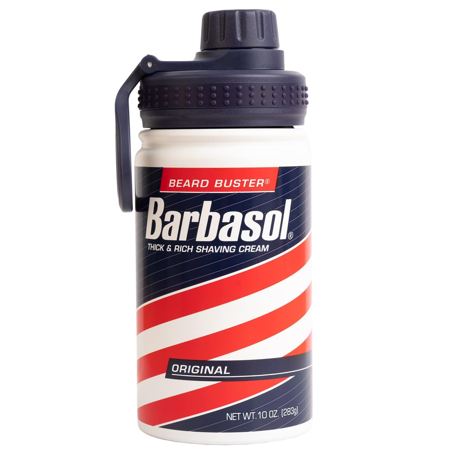 Jurassic Park Barbasol Replica Hot & Cold Metal Water Bottle (Front) | Happy Piranha