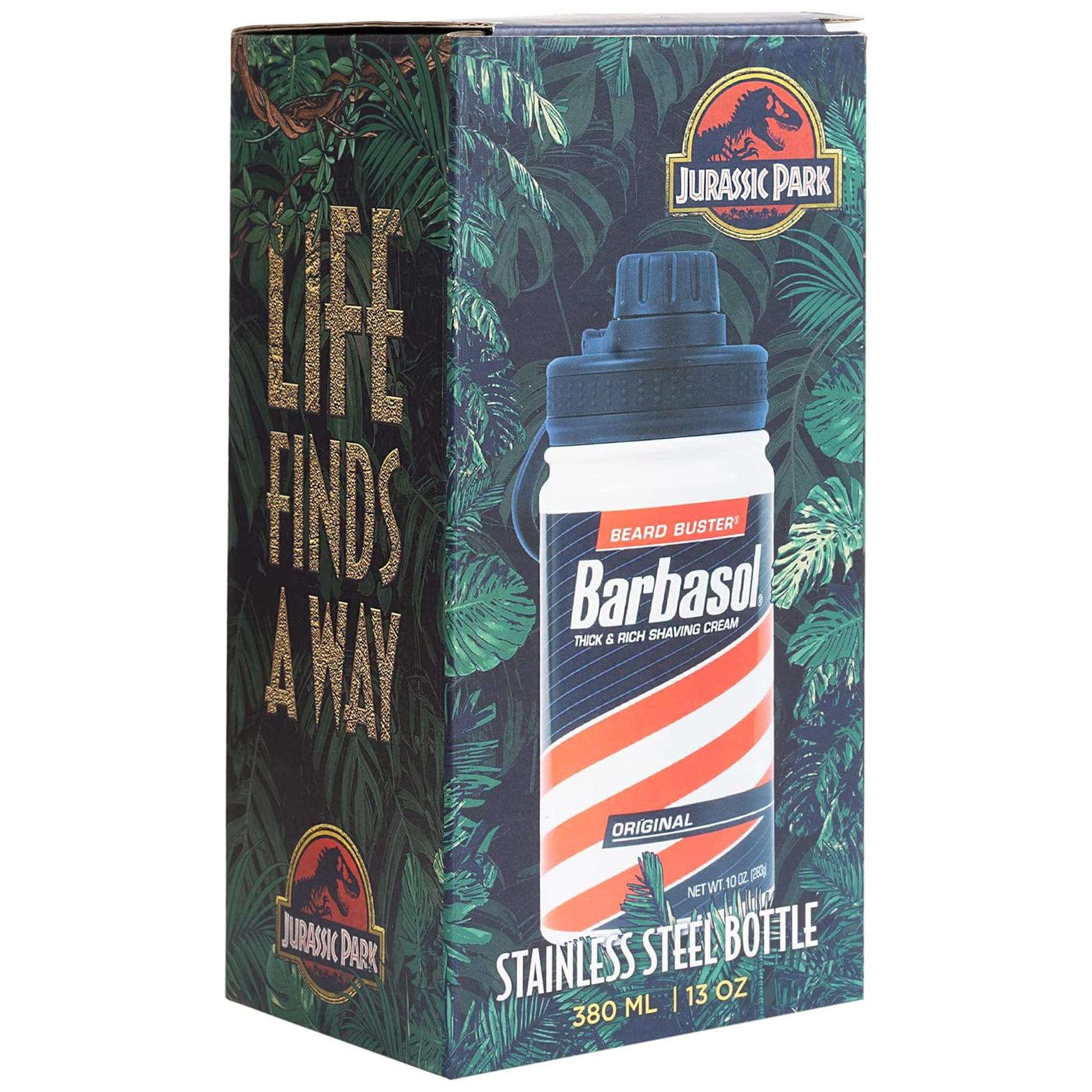 Jurassic Park Barbasol Replica Hot & Cold Metal Water Bottle (Boxed) | Happy Piranha