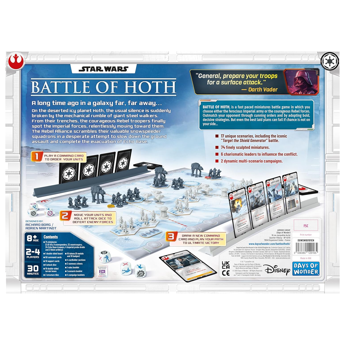 Star Wars Battle of Hoth Board Game (Back of Box) On a White Background | Happy Piranha