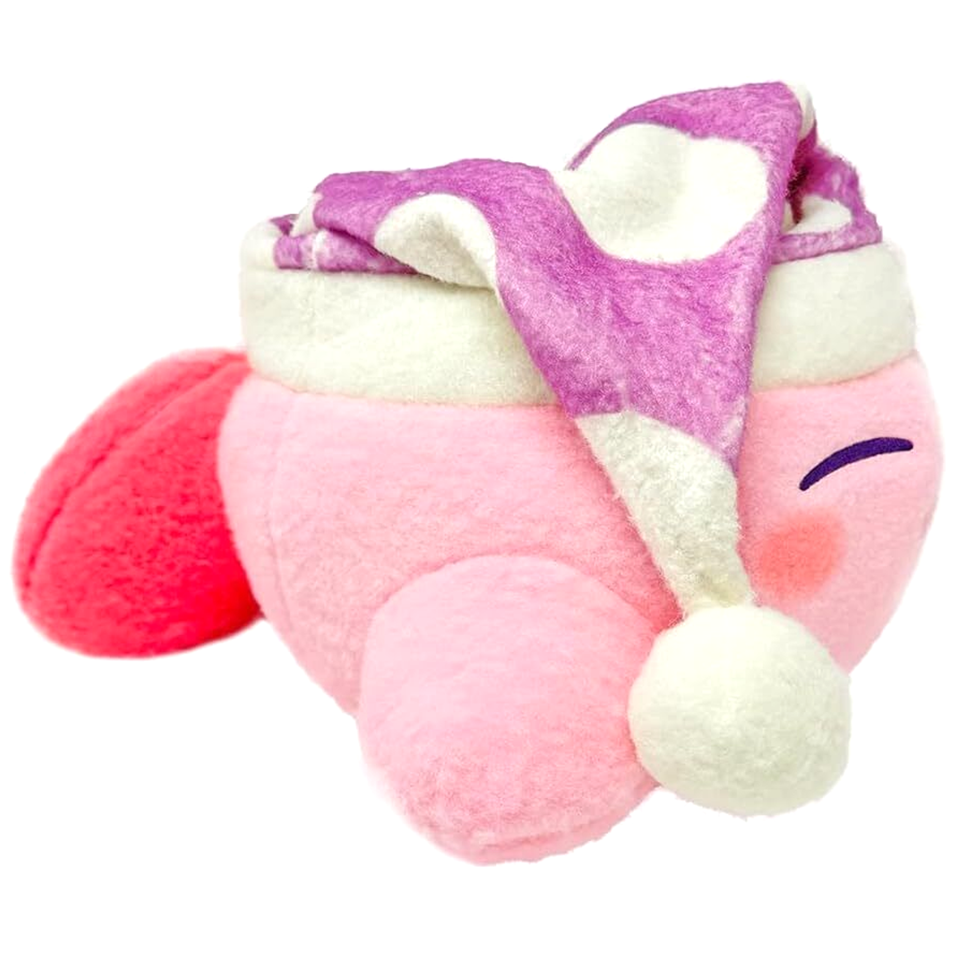 Kirby of the Stars:  Wool Felt Style Big Sleeping Kirby - Plushie Soft Toy (Side) | Happy Piranha