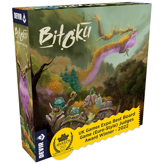 Bitoku Board Game (Front of Box) on a White Background | Happy Piranha