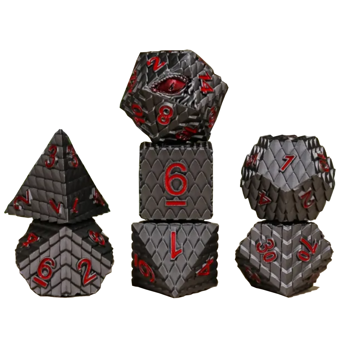 Dragon Scale - Premium Metal Polyhedral D&D Dice Sets (Black) | Happy Piranha