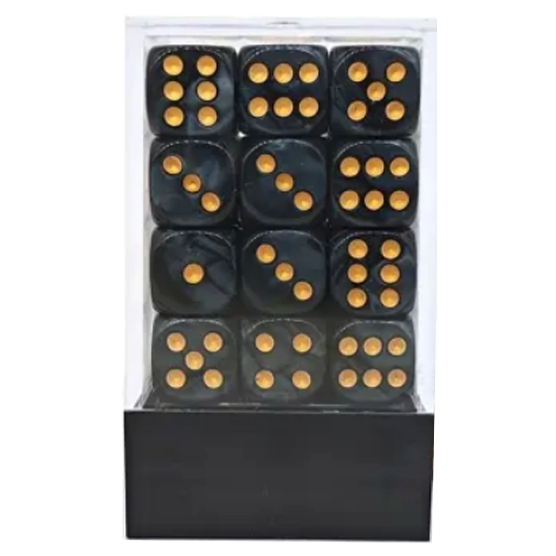 Pearlescent Black 36 Pip Dice D6 (6 Sided Dice) Box Set | Happy Piranha