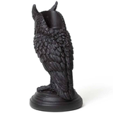 Owl of Astrontiel Candlestick - Black Resin Candle Holder (Back) | Happy Piranha