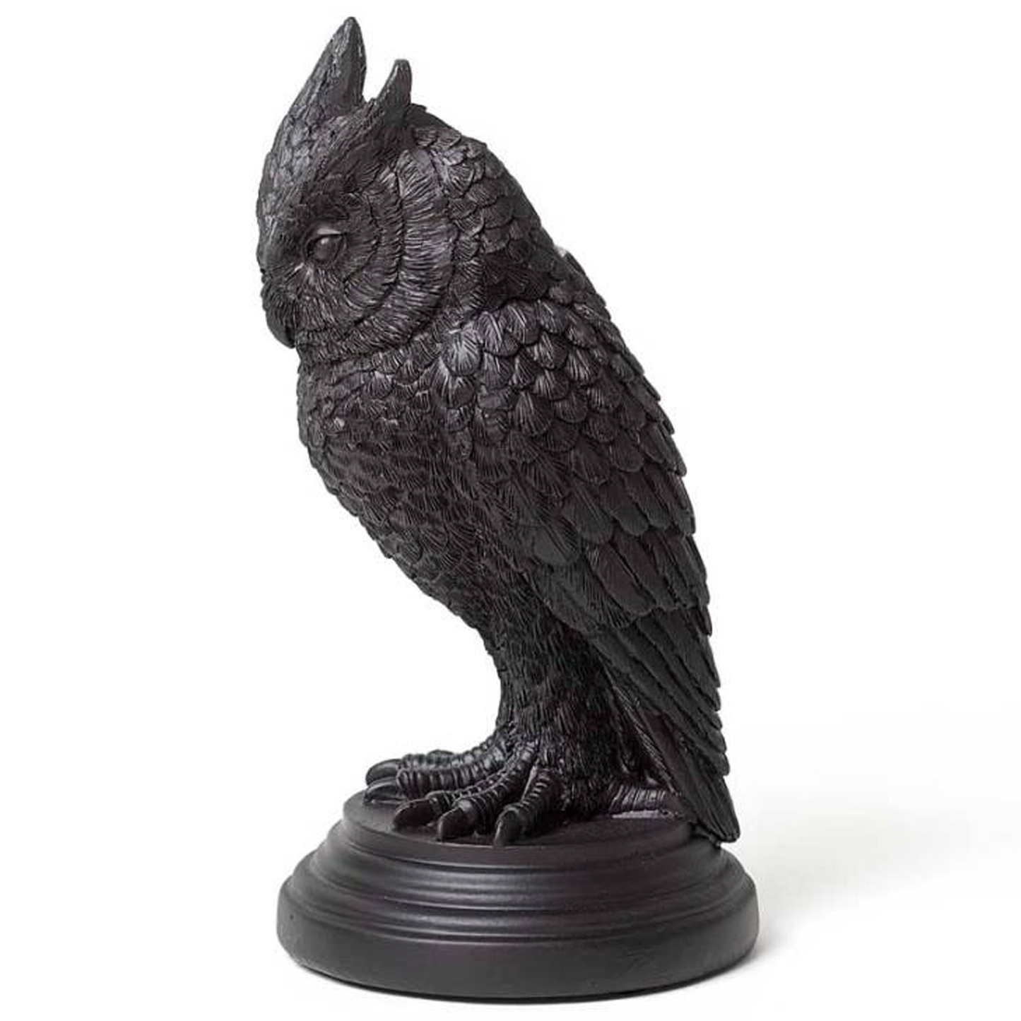 Owl of Astrontiel Candlestick - Black Resin Candle Holder (Side)  | Happy Piranha