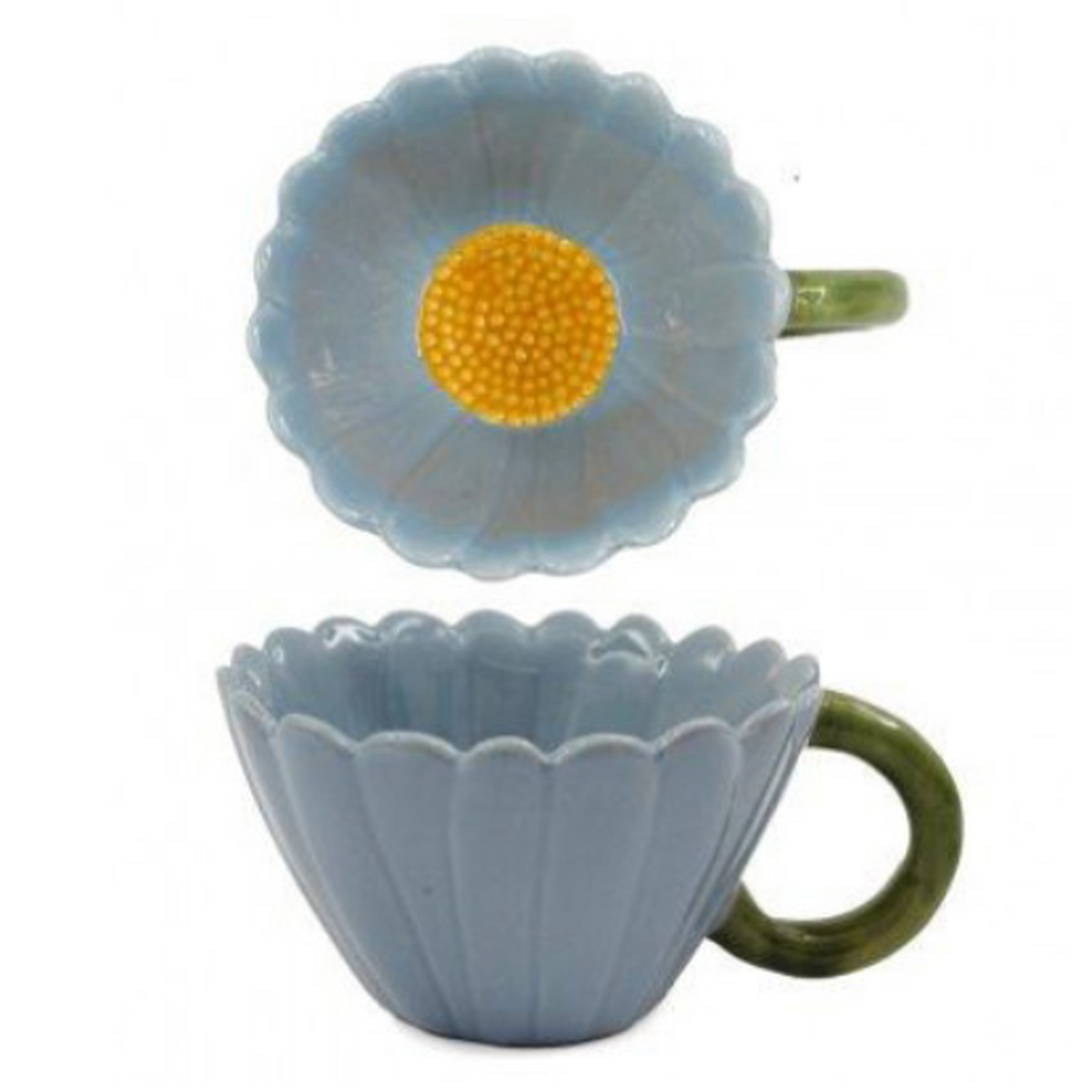 Blue Flower Shaped Mug on a White Background | Happy Piranha