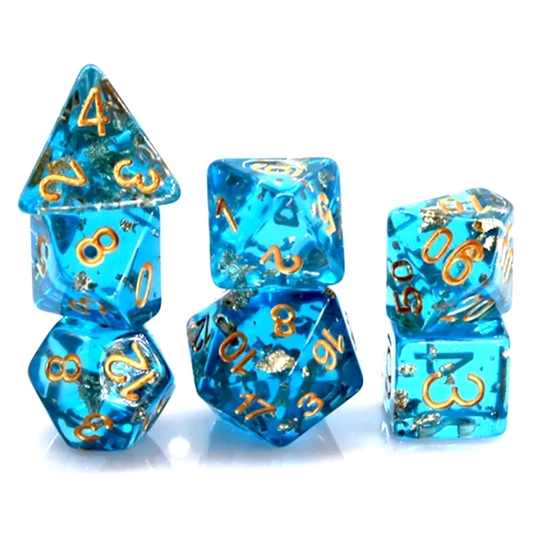 Glitter Foil Filled Polyhedral Dice Set