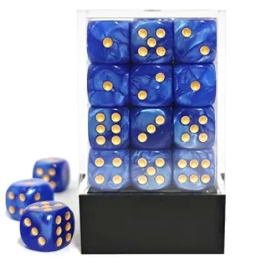 Pearlescent Dark Blue 36 Pip Dice D6 (6 Sided Dice) Box Set | Happy Piranha