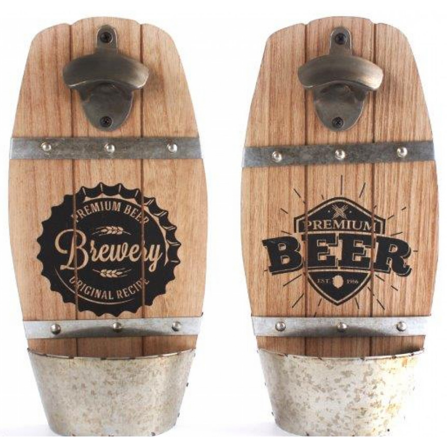 Wall Mounted Wooden Barrel Shape Bottle Opener | Happy Piranha