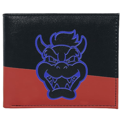 Bowser - Super Mario Black & Red Nintendo Bifold Wallet (Front) | Happy Piranha