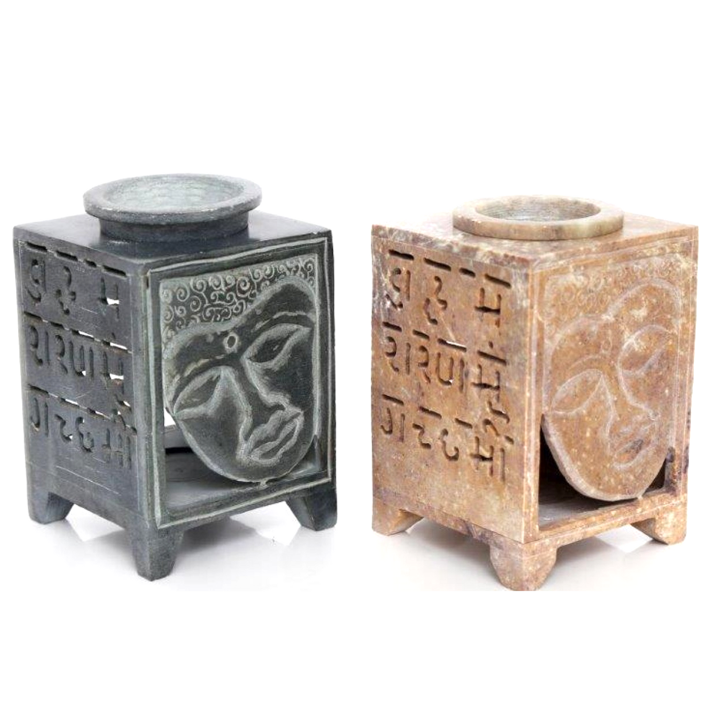 Soapstone Buddha Face Oil Burner / Wax Melter (Both Colours) | Happy Piranha