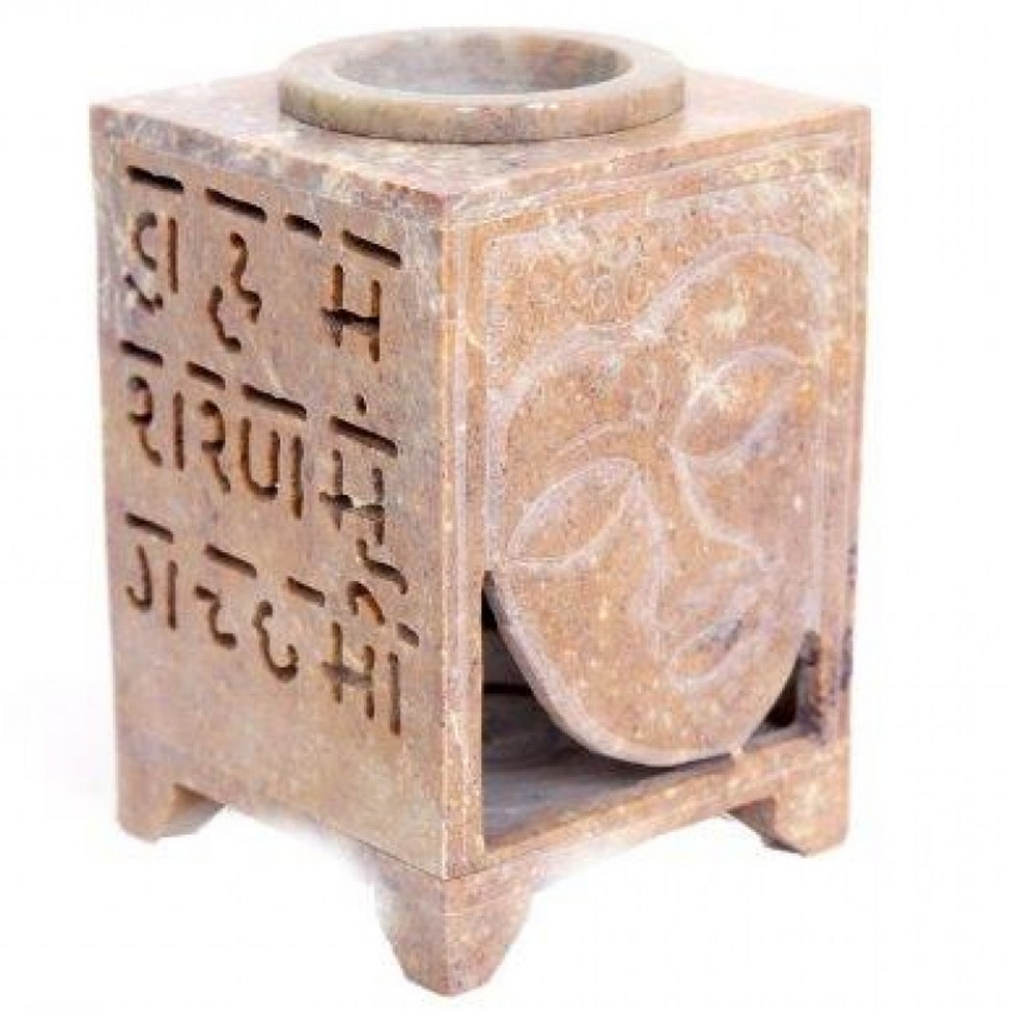 Soapstone Buddha Face Oil Burner / Wax Melter (Sandstone) | Happy Piranha