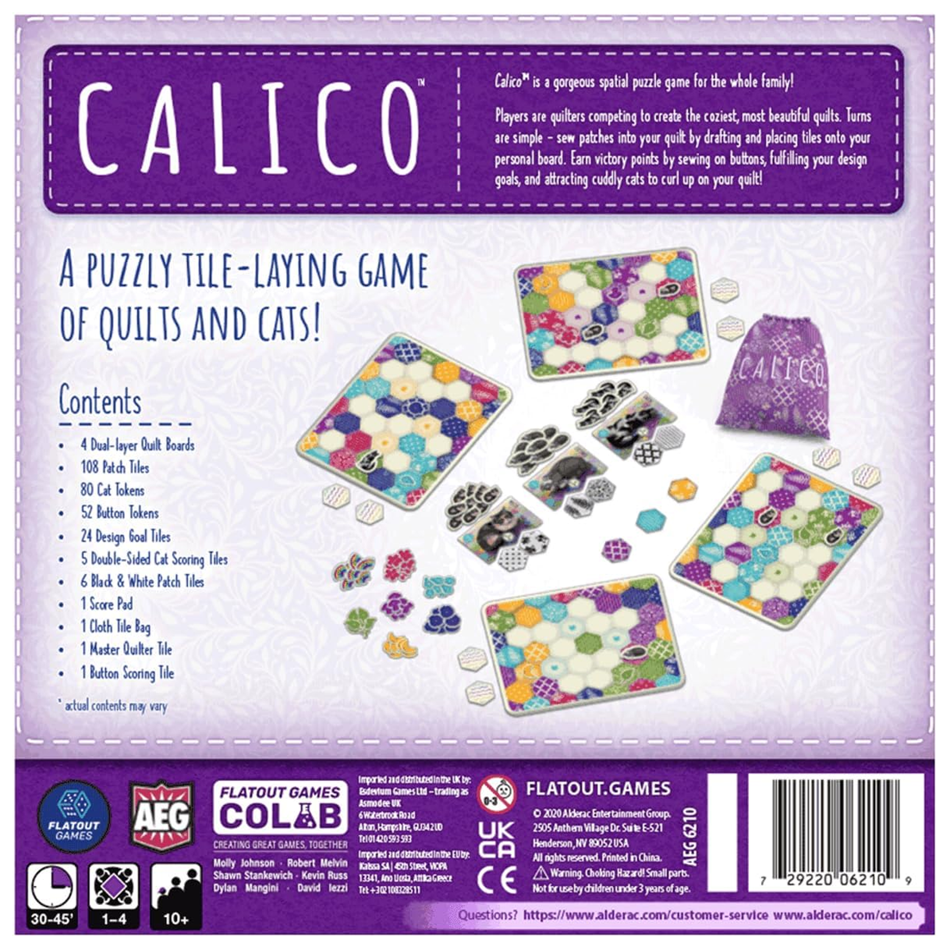 Calico Board Game (Back of Box) | Happy Piranha
