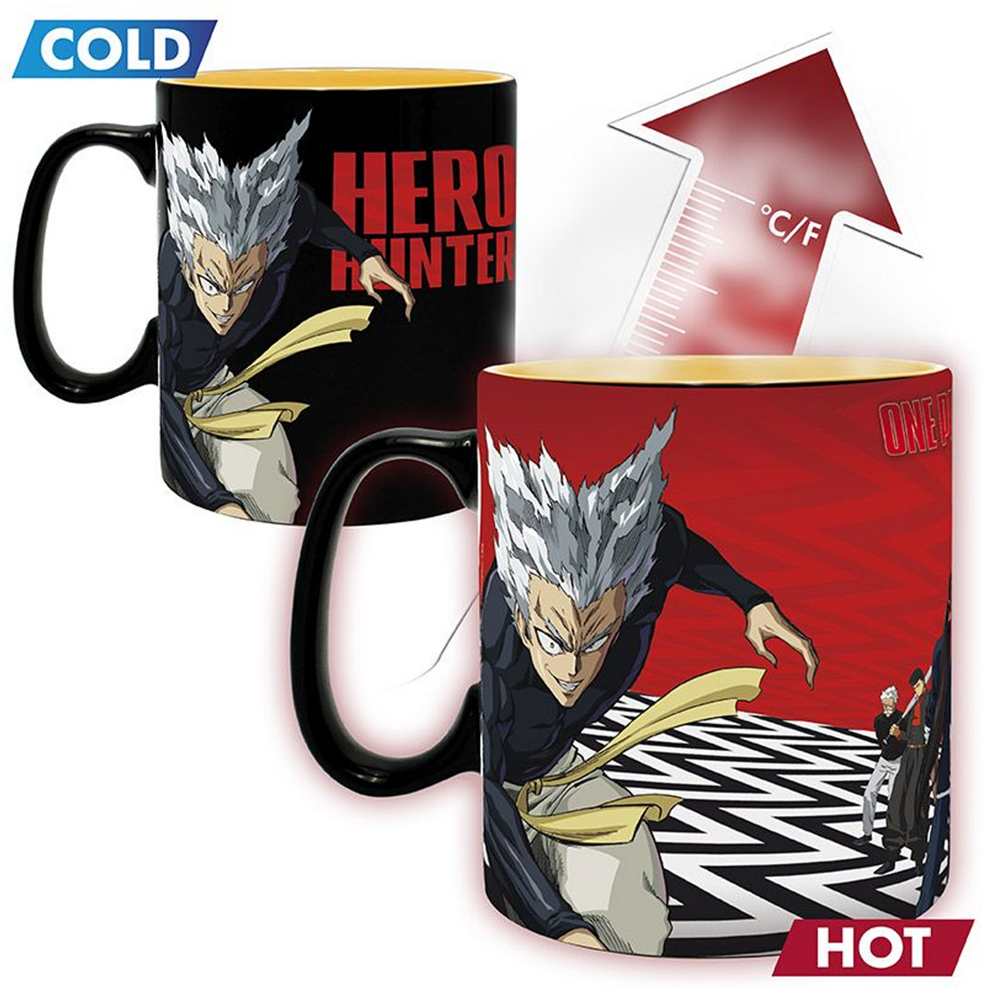 One Punch Man - Caped Baldy Heat Change Mug (Back) | Happy Piranha