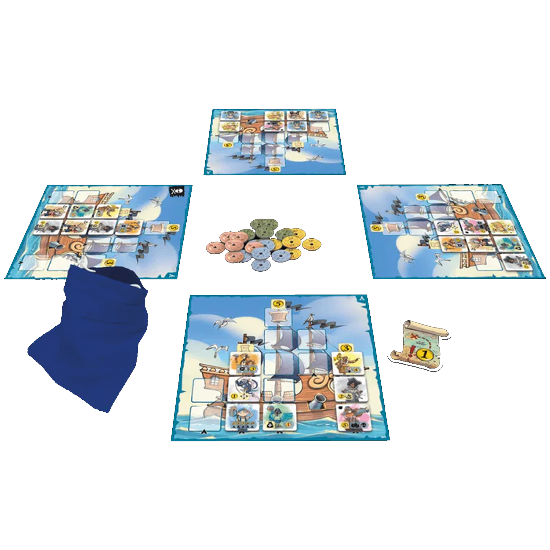 Captain Flip Board Game (Gameplay Set Up) On a White Background