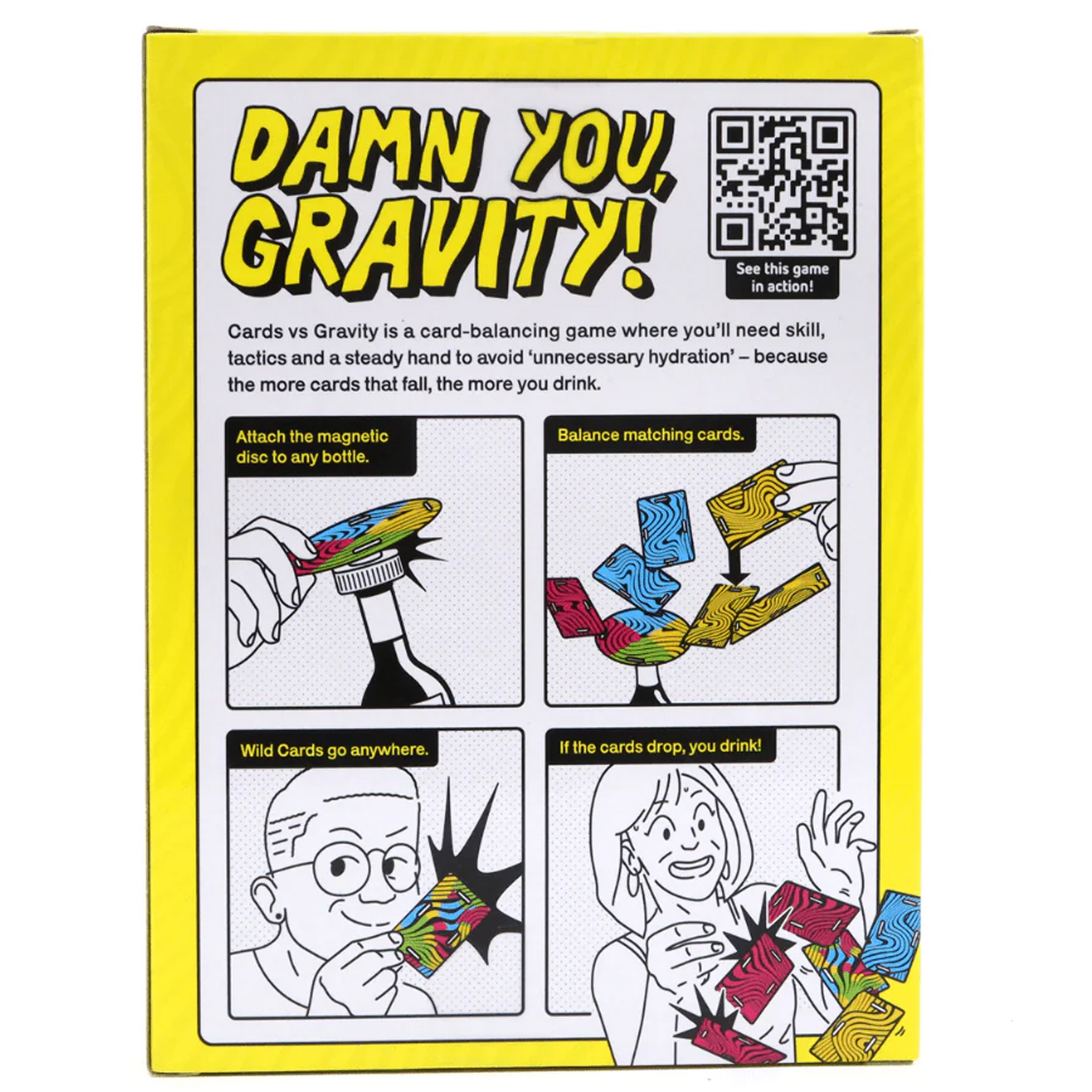 Cards Vs Gravity Party Card Game (Back of Box) | Happy Piranha