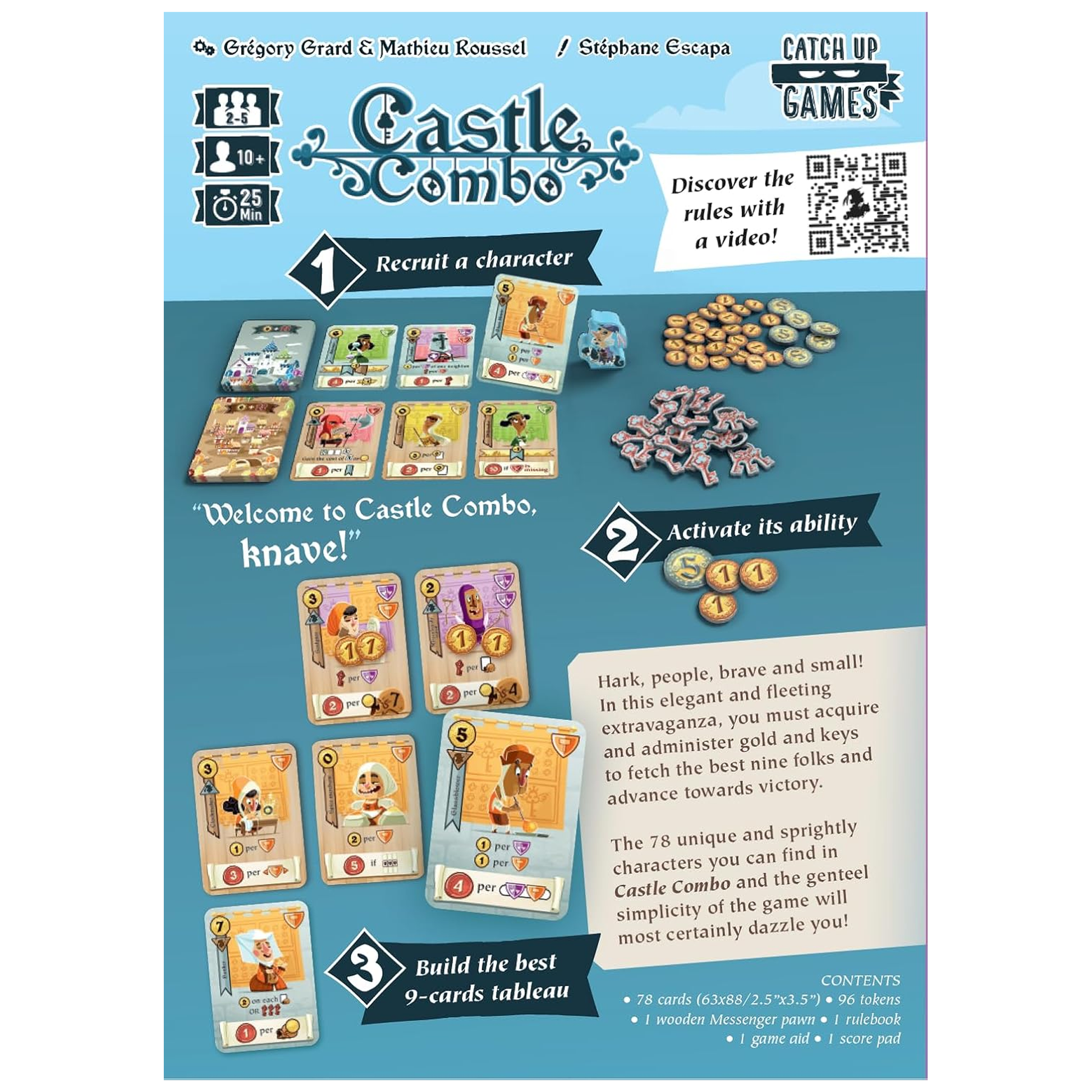 Castle Combo Card Game Back of Box | Happy Piranha