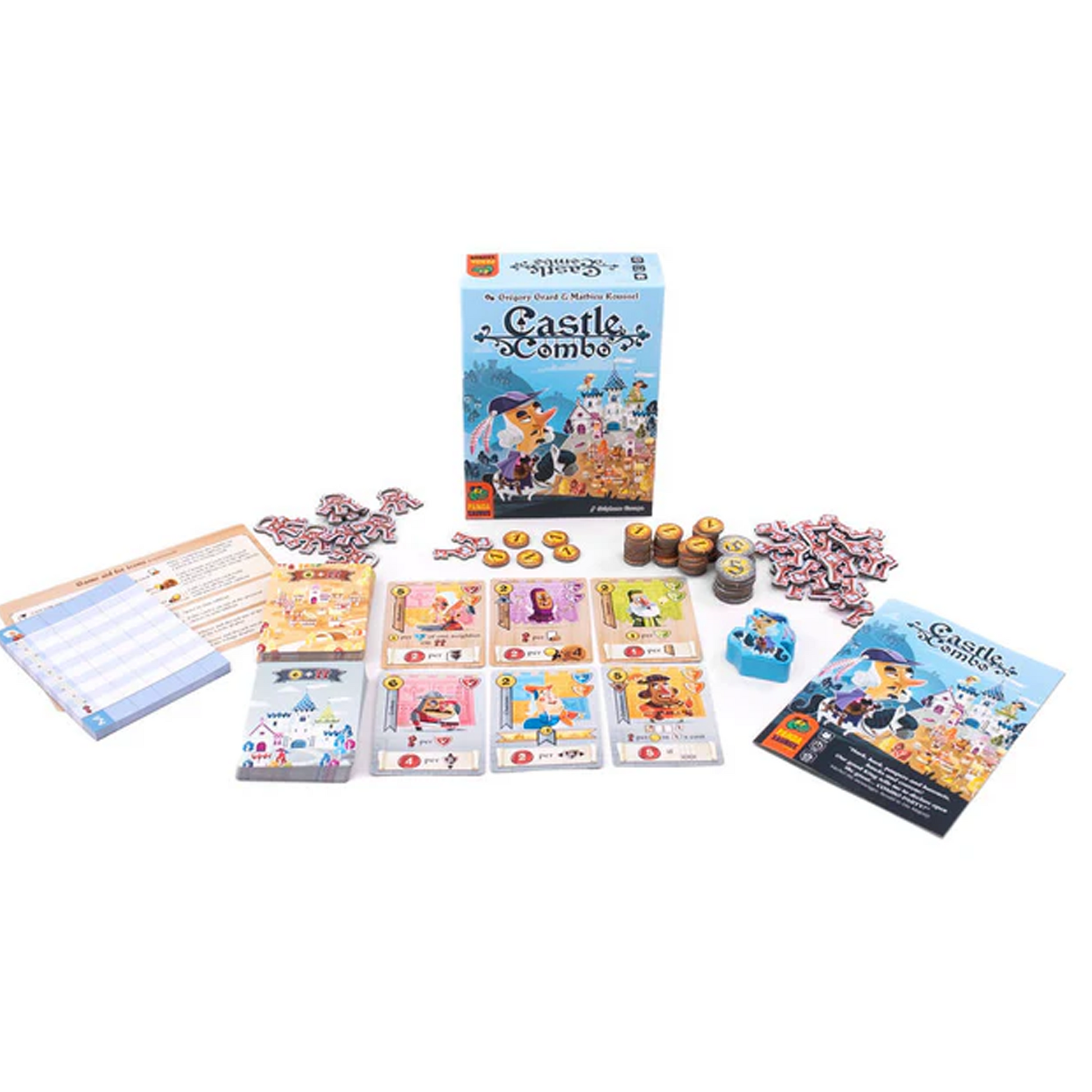 Castle Combo Card Game Box and Components on a White Background | Happy Piranha