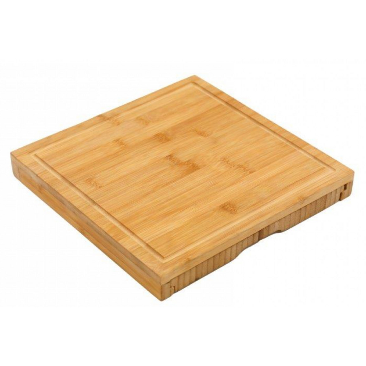 Bamboo Cheese Board Set With the Drawer Closed on a White Background | Happy Piranha