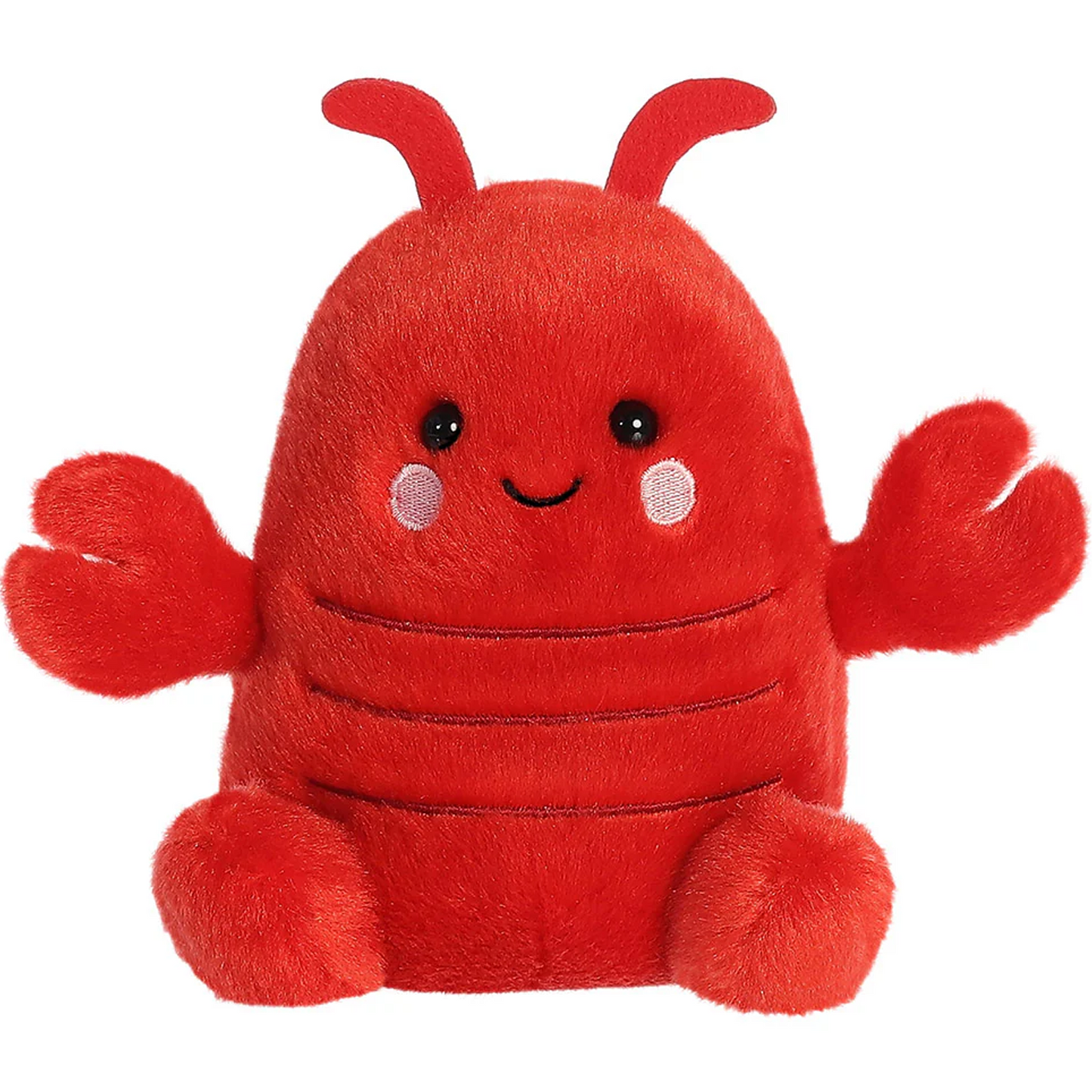 Clawford the Red Lobster Palm Pal Plushie Soft Toy (Front) on a White Background | Happy Piranha