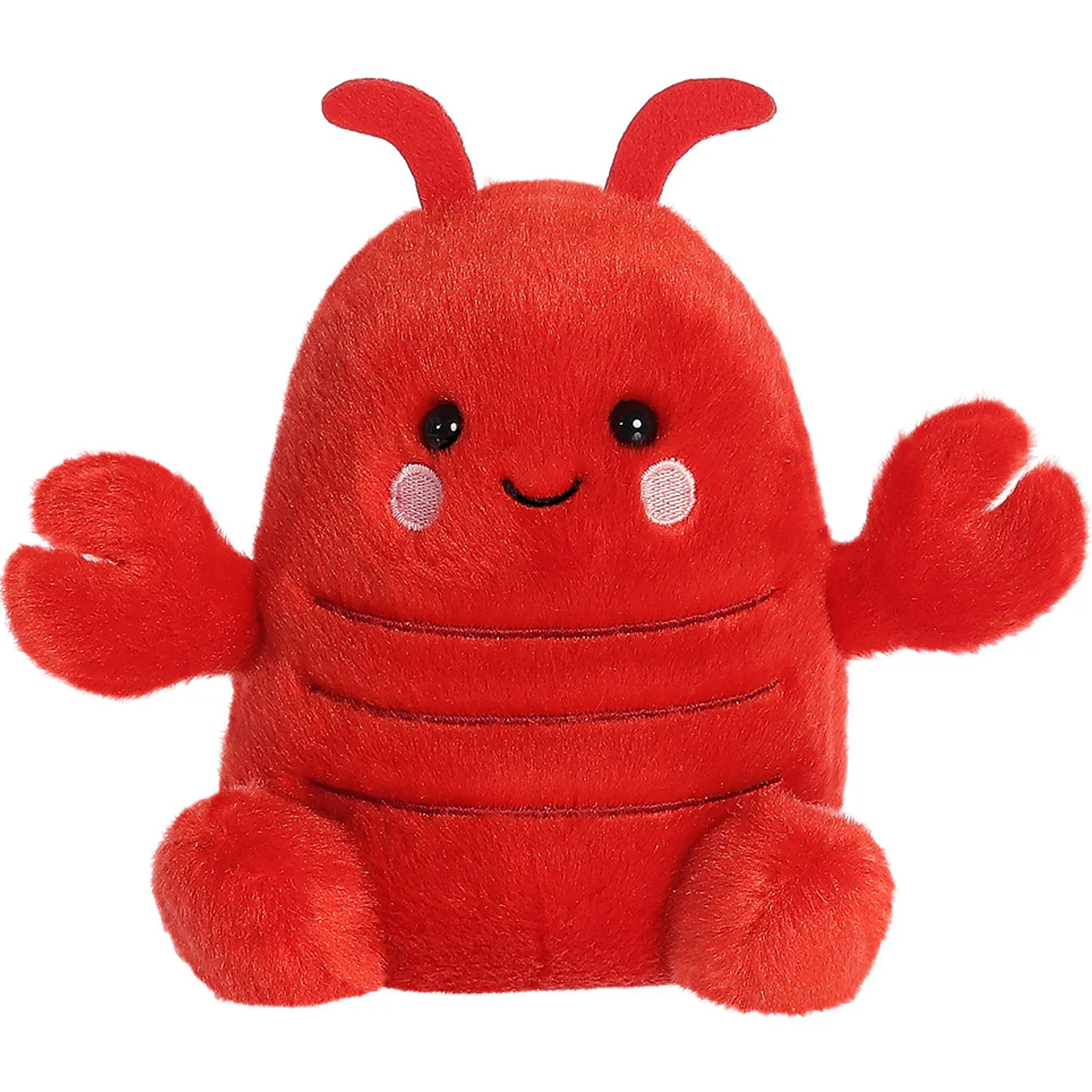 Clawford the Red Lobster Palm Pal Plushie Soft Toy (Front) on a White Background | Happy Piranha