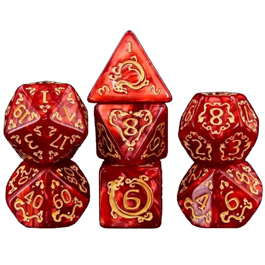 Cloud Dragon - Red Dragon Design Polyhedral D&D Dice Set | Happy Piranha