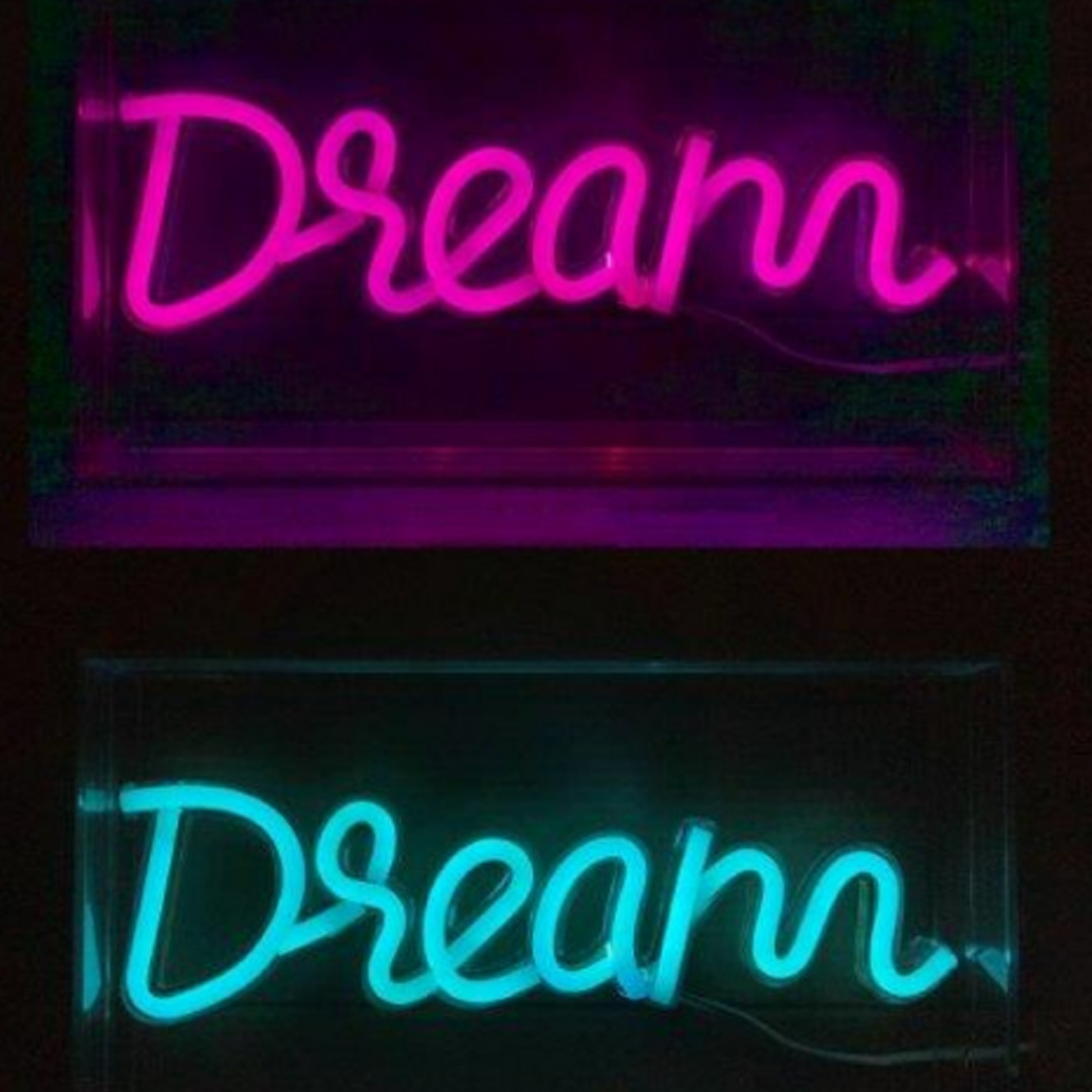 Dream - 23cm Light Up Neon Effect LED Sign (Pink and Blue Options) | Happy Piranha