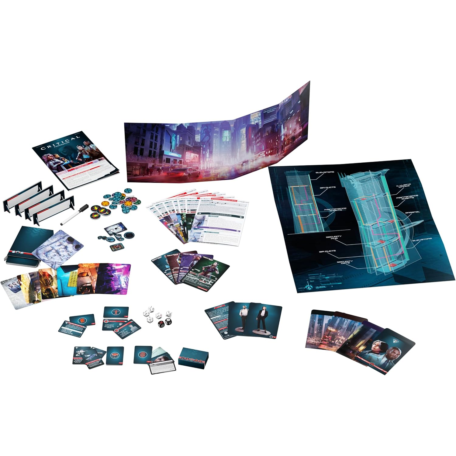 Critical Foundation Season 1: A D&D Like Board Game (Box Contents on a White Background) | Happy Piranha