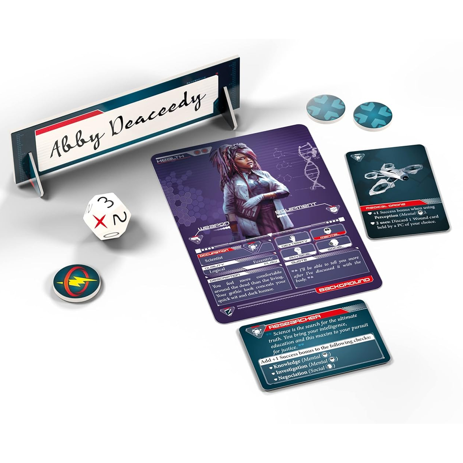 Critical Foundation Season 1: A D&D Like Board Game (Card and Token Example on a White Background) | Happy Piranha