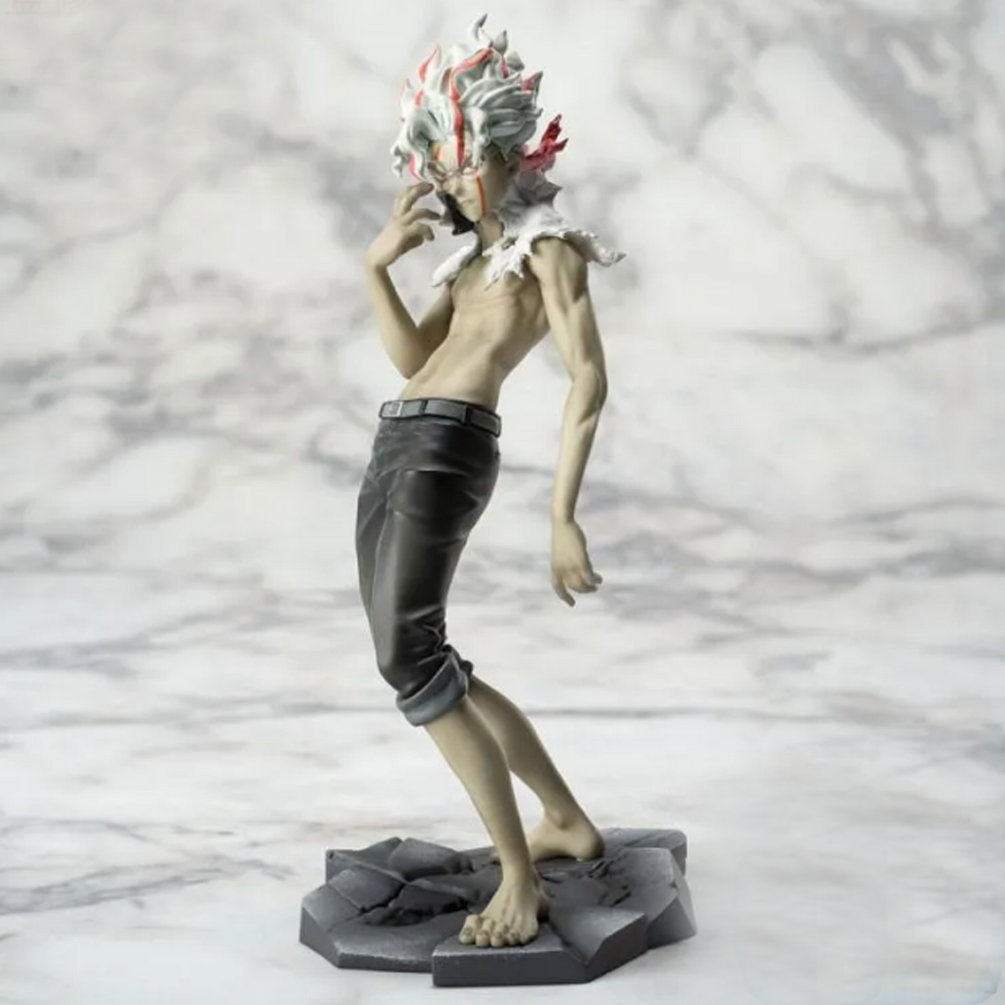 Dan Dadan Luminista Okarun Transformation Figure (Front) on a Marbled White Background | Happy Piranha