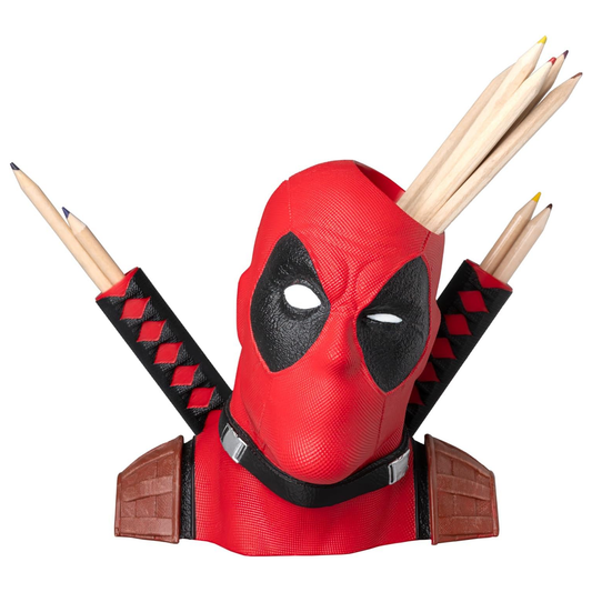 Marvel Deadpool Bust Pen Pot / Desk Tidy With Pencils Inside | Happy Piranha