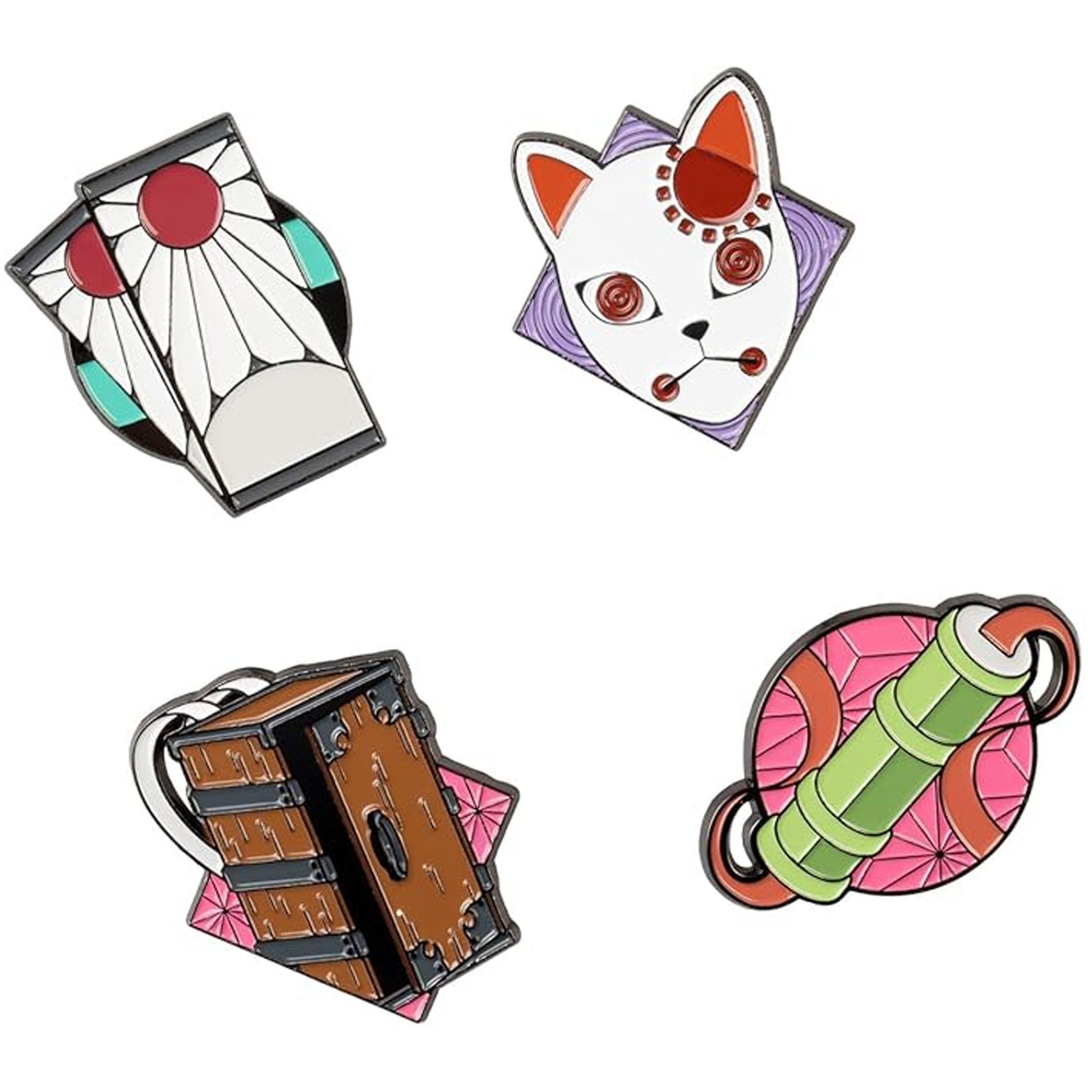 Demon Slayer Enamelled Anime Pin Badge 4 Box Set | Happy Piranha