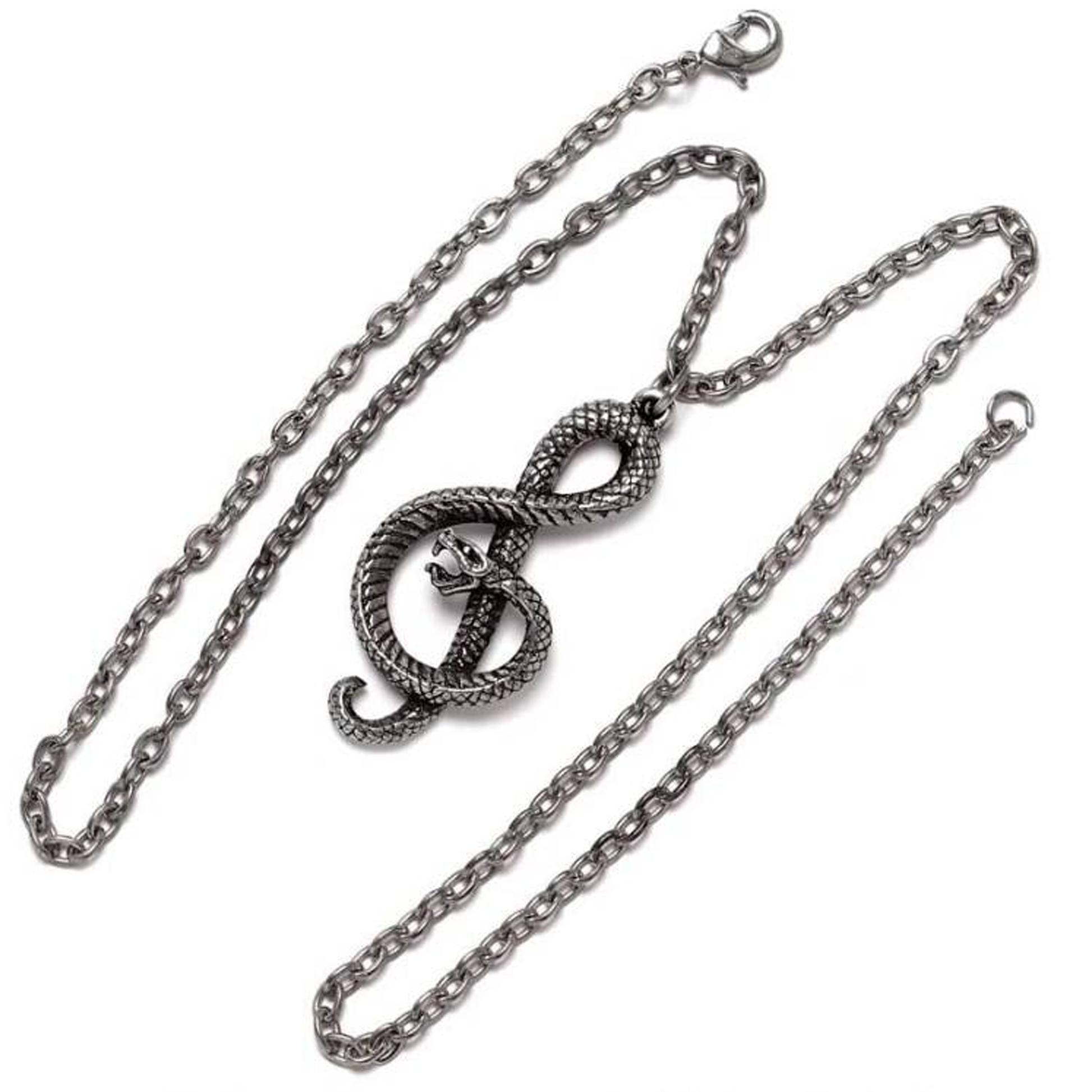 Playing the Devil's Tune - Pewter Snake Treble Clef Pendant and Chain | Happy Piranha