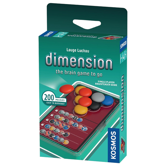 Dimension Single Player Travel Edition Board Game (Front of Box) on a White Background | Happy Piranha