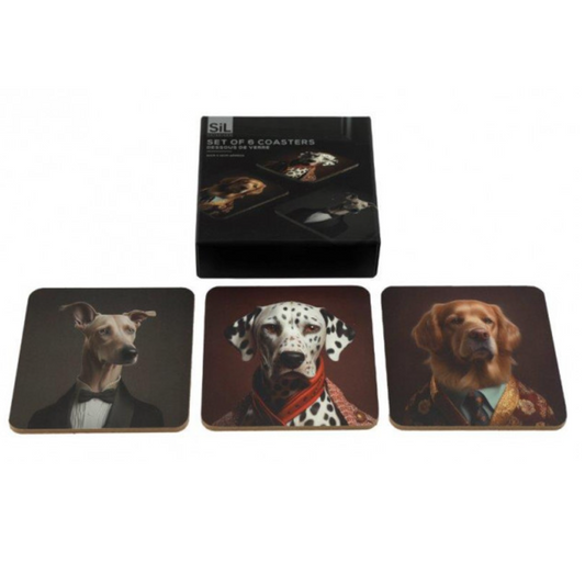 Gentry Canines - Post Dog Cork Coaster 6 Set | Happy Piranha