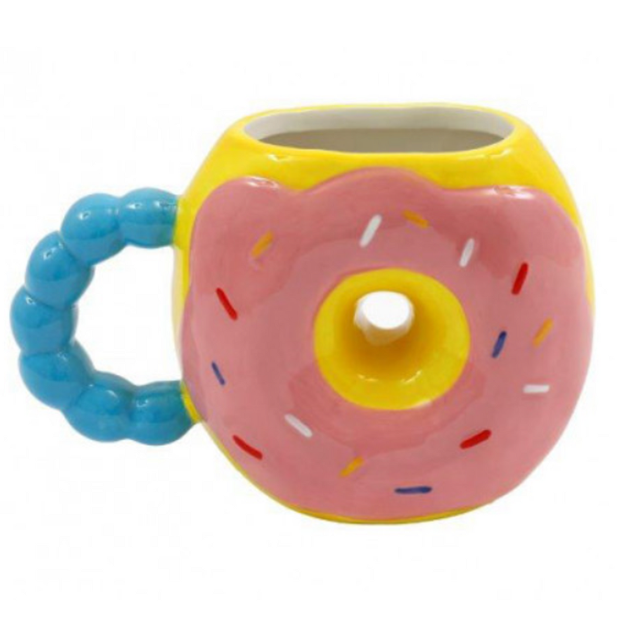 Pink Sprinkle Doughnut Shaped Mug on a White Background | Happy Piranha