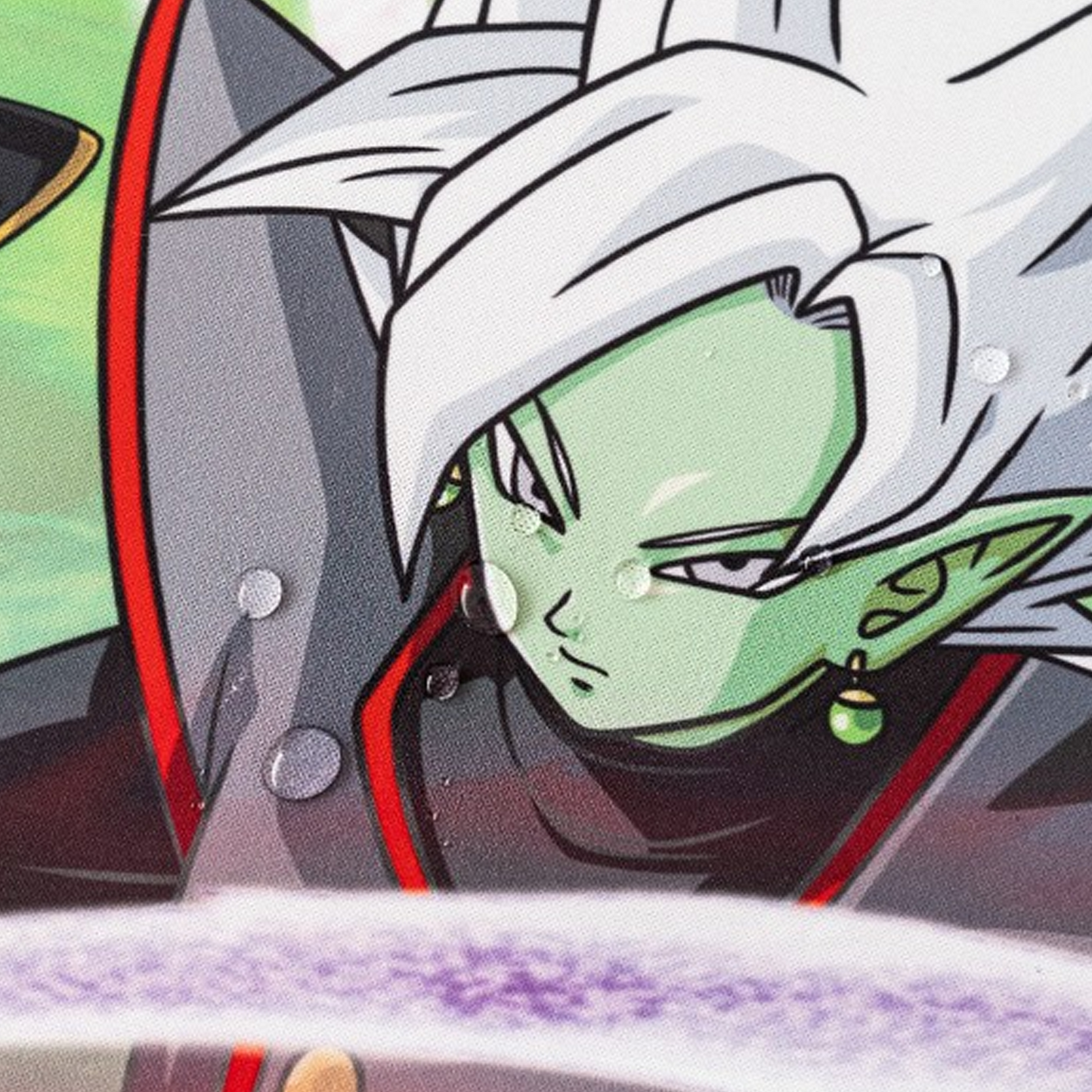 Dragon Ball Z Super Future Trunks Saga Mouse Pad & Keyboard Mat - Close Up showing it is Water Resistant With Water Droplets on it | Happy Piranha