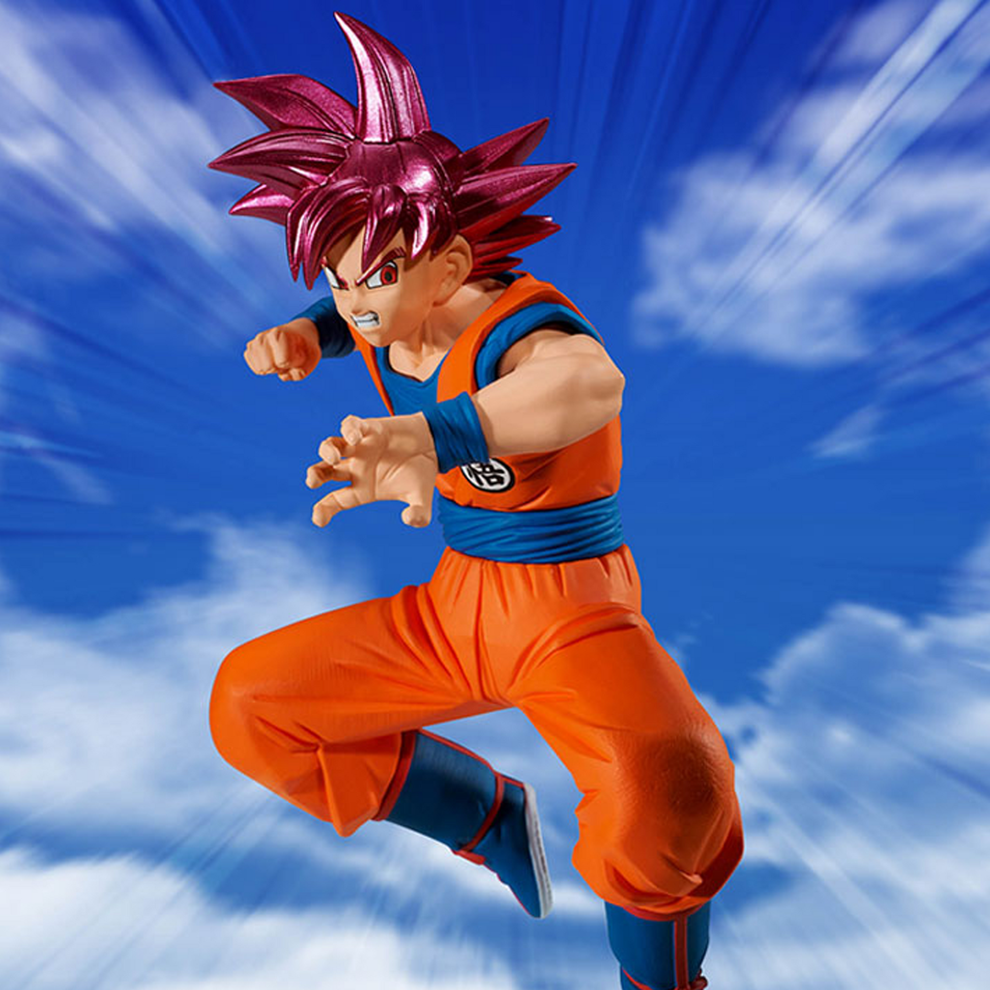 MatchMakers Dragon Ball Z Super Saiyan God Goku Figure (on a Blue Sky Background) | Happy Piranha