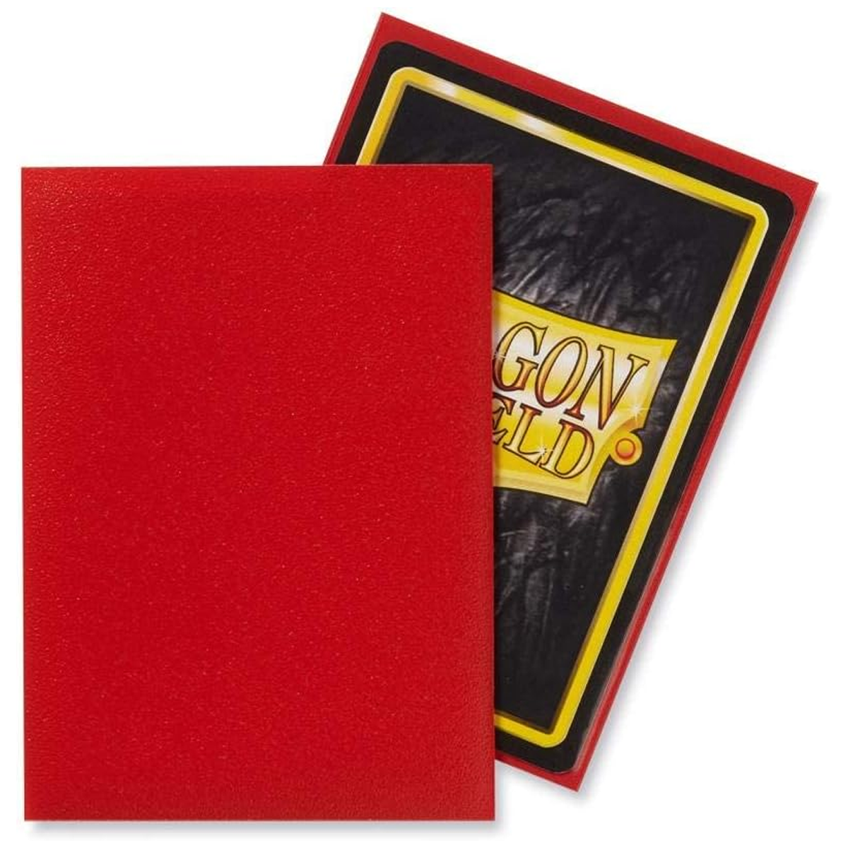 Dragon Shield Matte Standard Sized Card Sleeves 100 Pack: Crimson (Sleeved Card Example) on a White Background | Happy Piranha