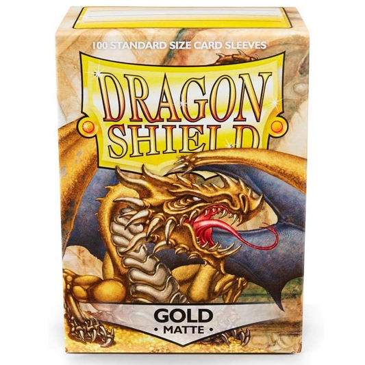 Dragon Shield Matte Standard Sized Card Sleeves 100 Pack: Gold (Boxed) | Happy Piranha